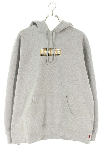 Supreme x Burberry 22SS Burberry Box Logo Hooded Sweatshirt Gray Size L