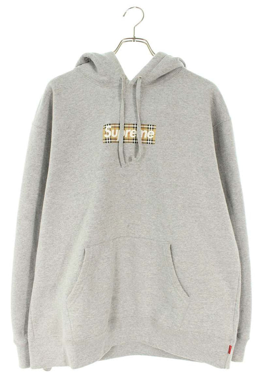 Supreme x Burberry 22SS Burberry Box Logo Hooded Sweatshirt Gray Size L