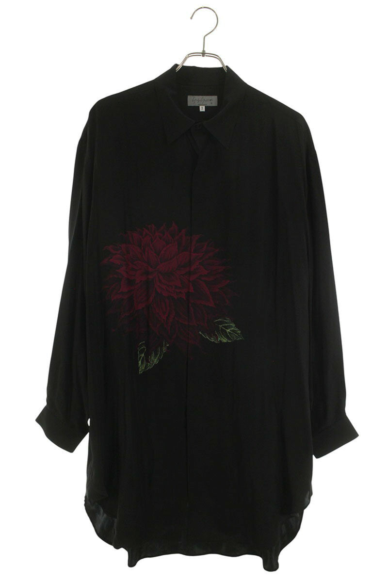 YOHJI YAMAMOTO POUR HOMME 22SS Print Long Sleeve Shirt Black Size 2