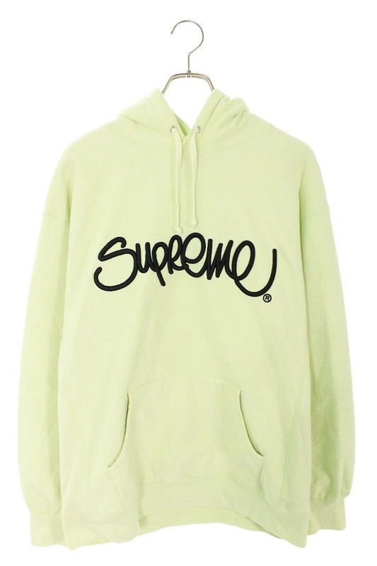 Supreme Logo Embroidered Pullover Hoodie Green Size L