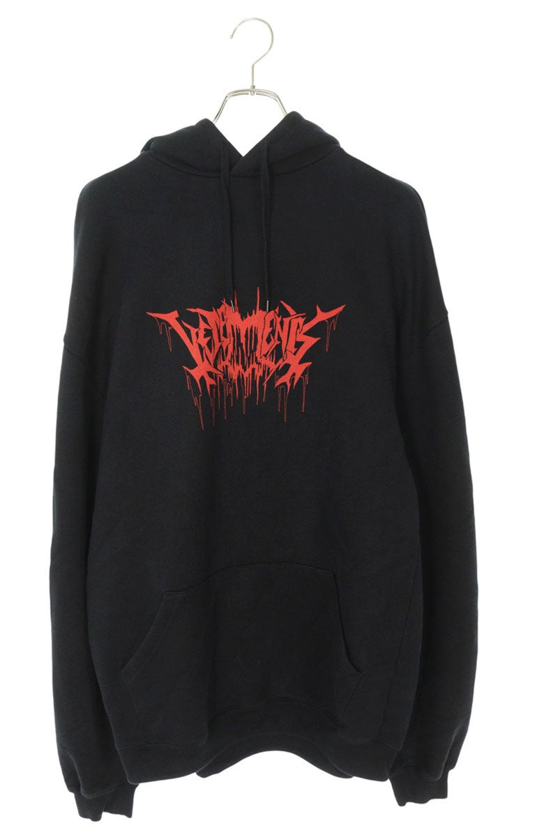 Vetements 17AW Logo Print Pullover Hoodie Black Size S