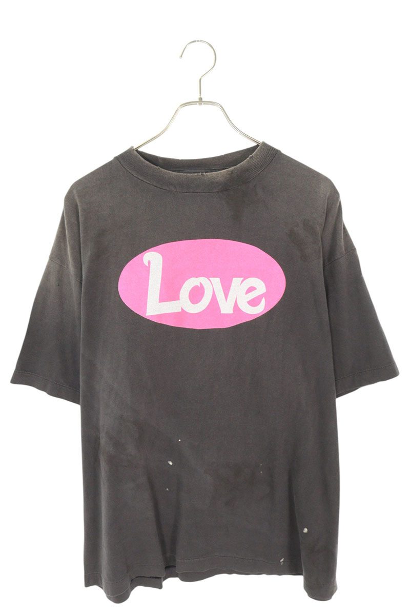 Saint Michael 25SS LOVE Print T-Shirt Gray x Pink Size L
