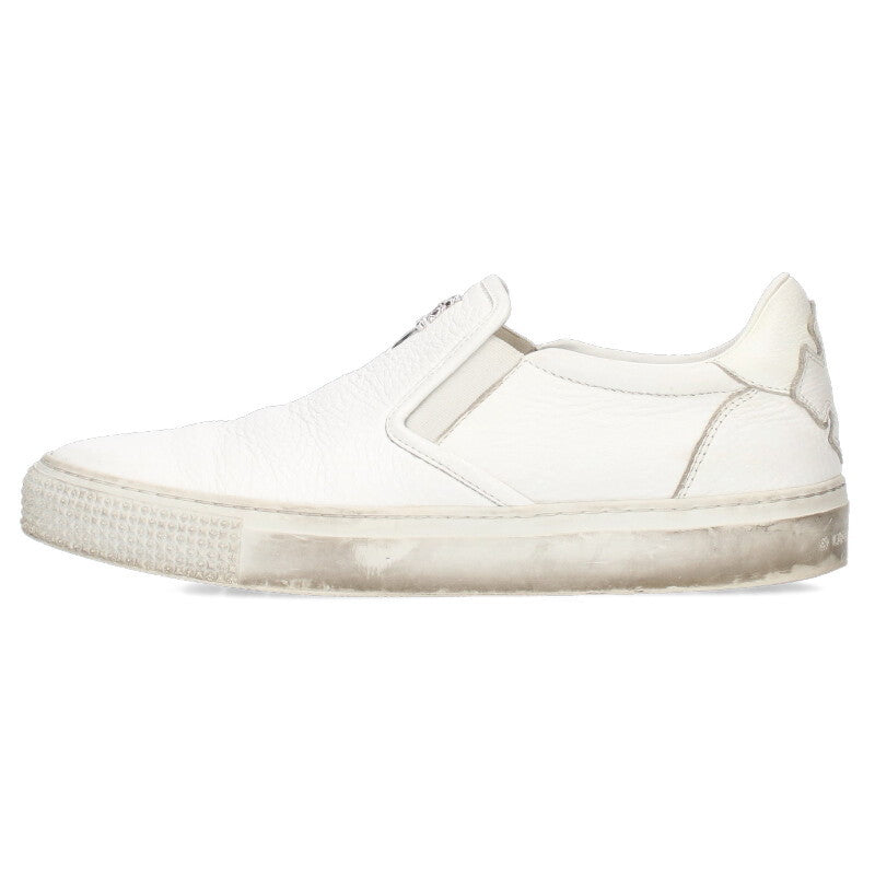 Chrome Hearts SLIP ON BLK CALF CH Leather Dagger Sneakers White x Silver US 6.5