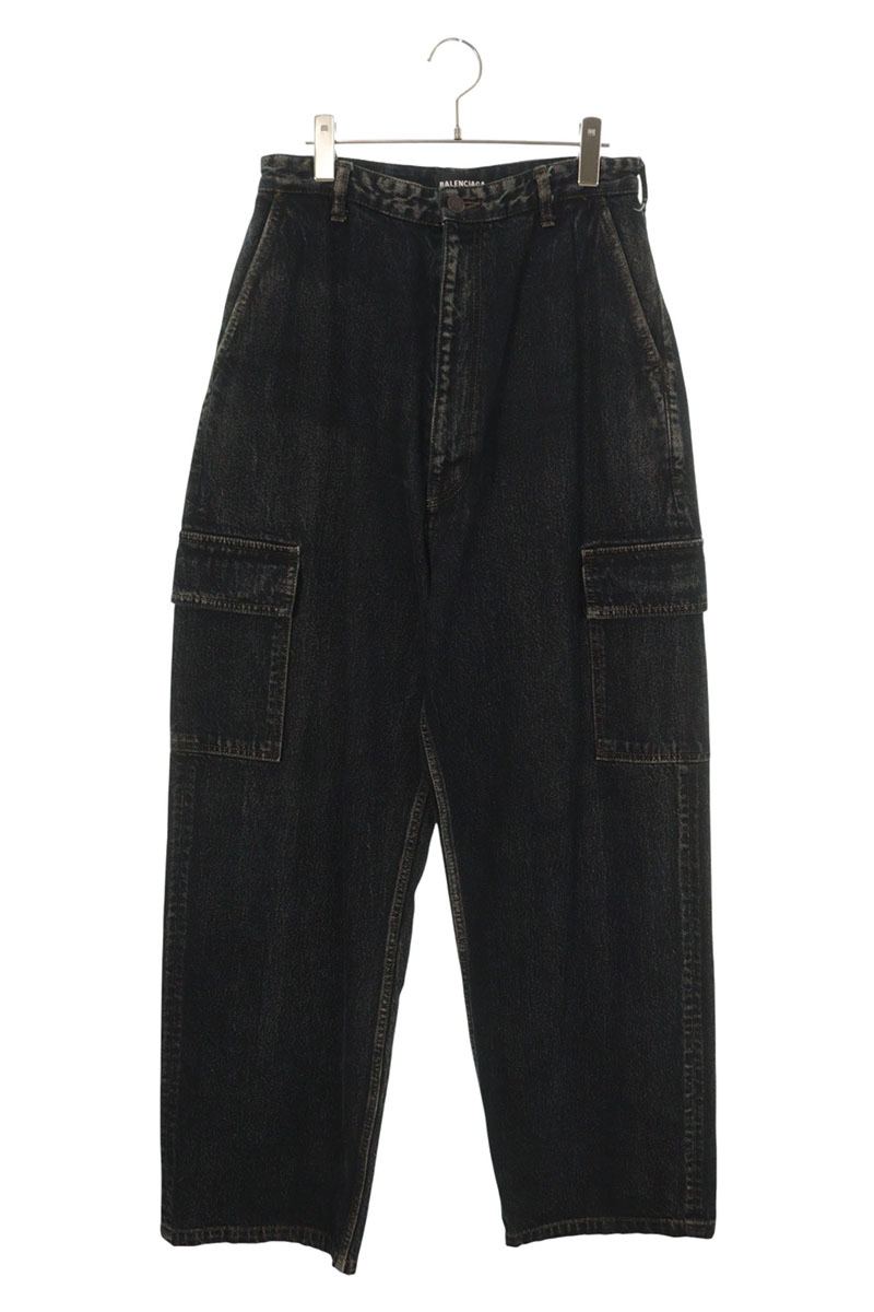 BALENCIAGA Cargo Baggy Denim Pants Black Size 30