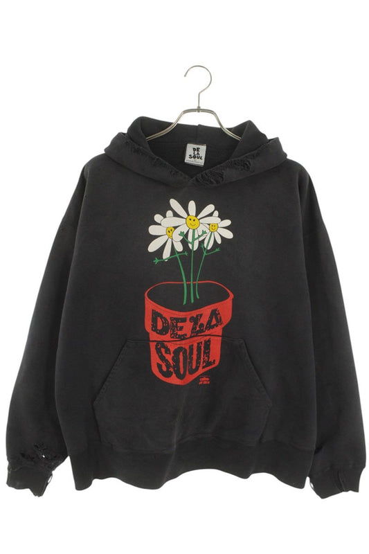Saint Michael 25AW Vintage Print Hoodie Black Size XL
