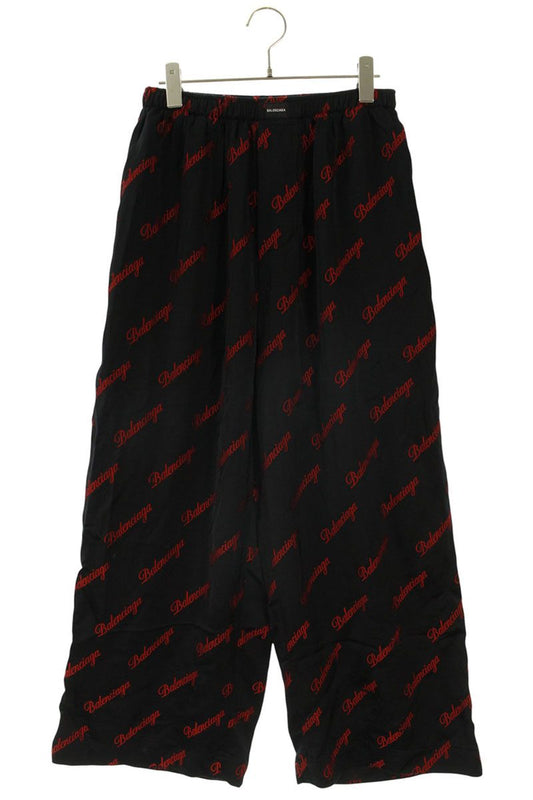 Balenciaga Logo Long Pants Black x Red Size 44