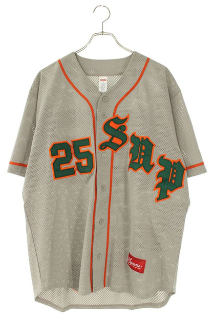 Supreme 25SS Old English Baseball Jersey Short Sleeve Shirt Gray Size M