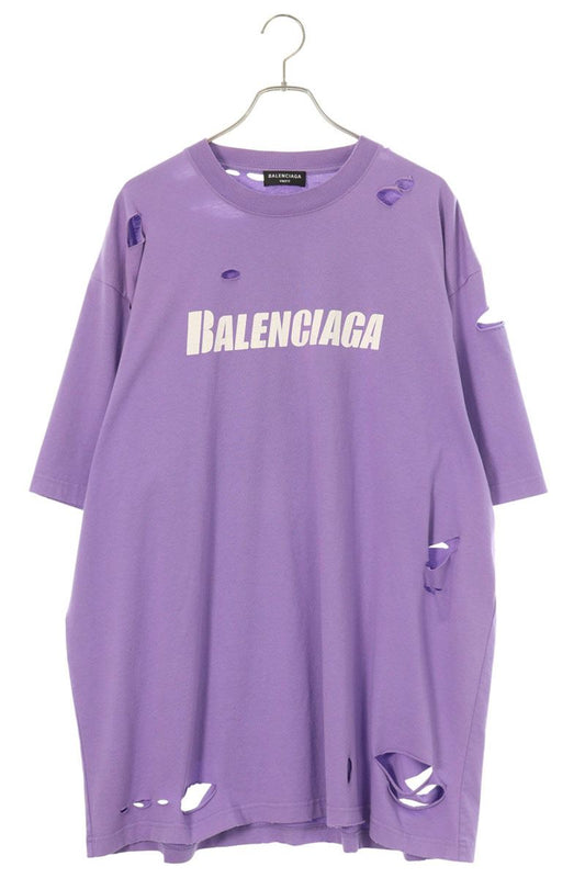 Balenciaga Logo Print T-Shirt Purple Size S