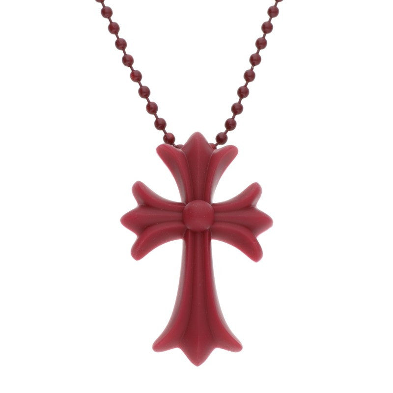Chrome Hearts CH Cross Rubber Necklace Red Size ONE SIZE