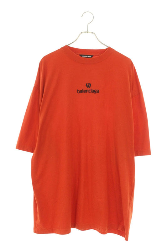 Balenciaga Logo Embroidered Oversized T-Shirt Red Size XXS