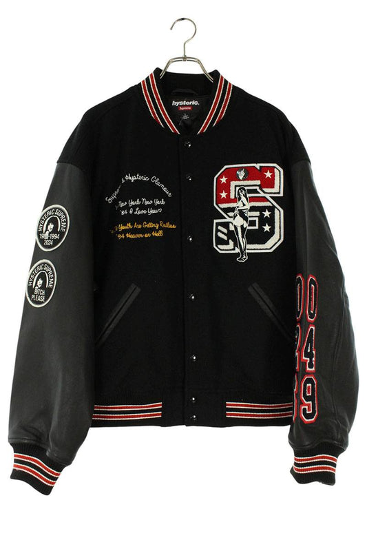 Supreme 24AW Varsity Jacket Leather Blouson Black Size L