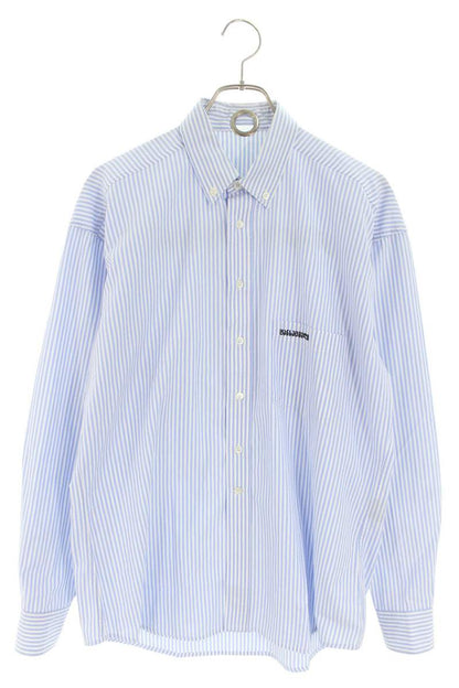 Vetements Down Striped Print Long Sleeve Shirt Blue x White Size XS