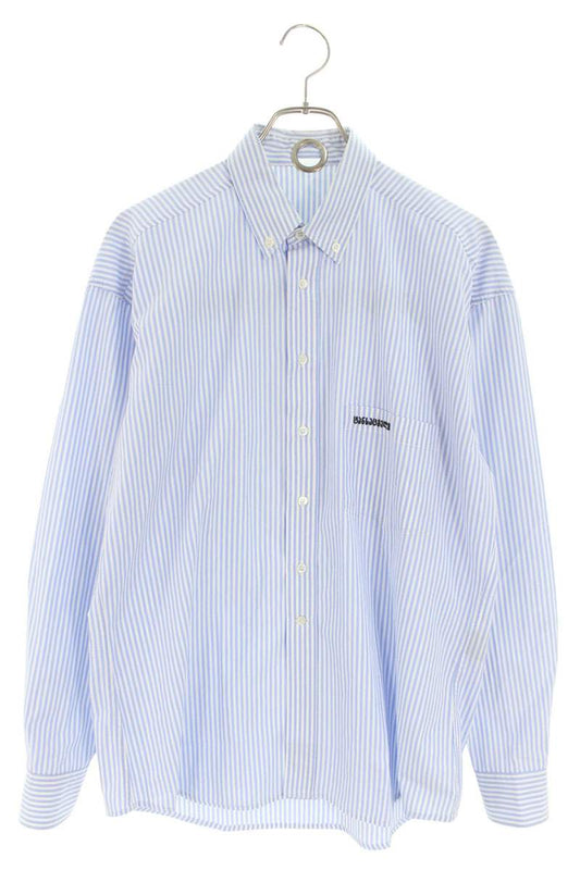 Vetements Down Striped Print Long Sleeve Shirt Blue x White Size XS