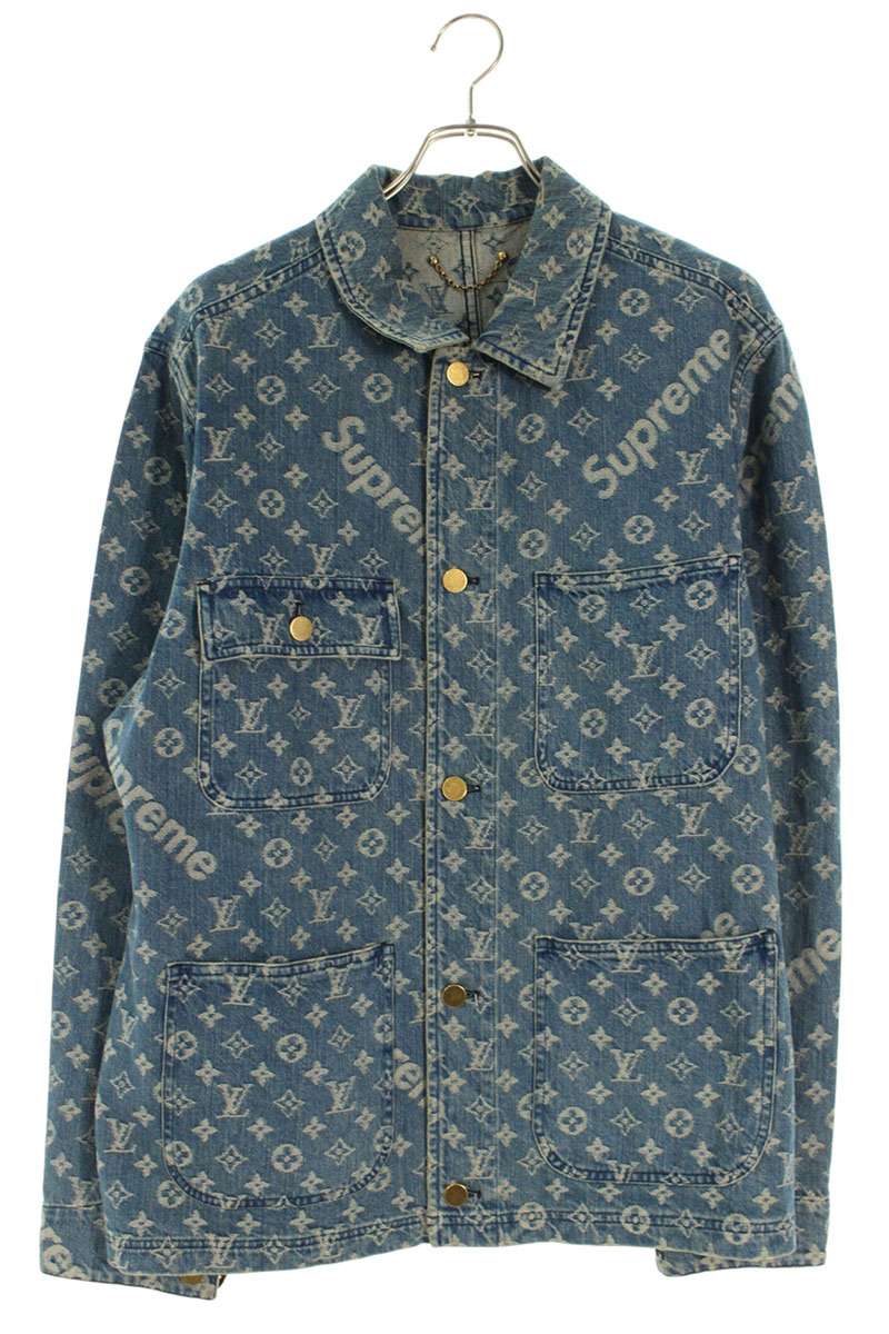 SUPREME LOUISVUITTON 17AW Jacquard Denim Coat Size L