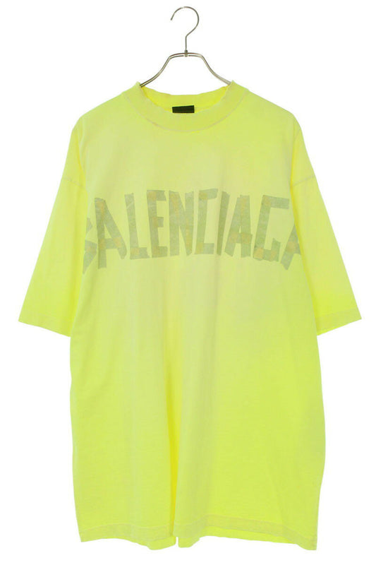 BALENCIAGA Tape Logo T-Shirt Yellow Size L