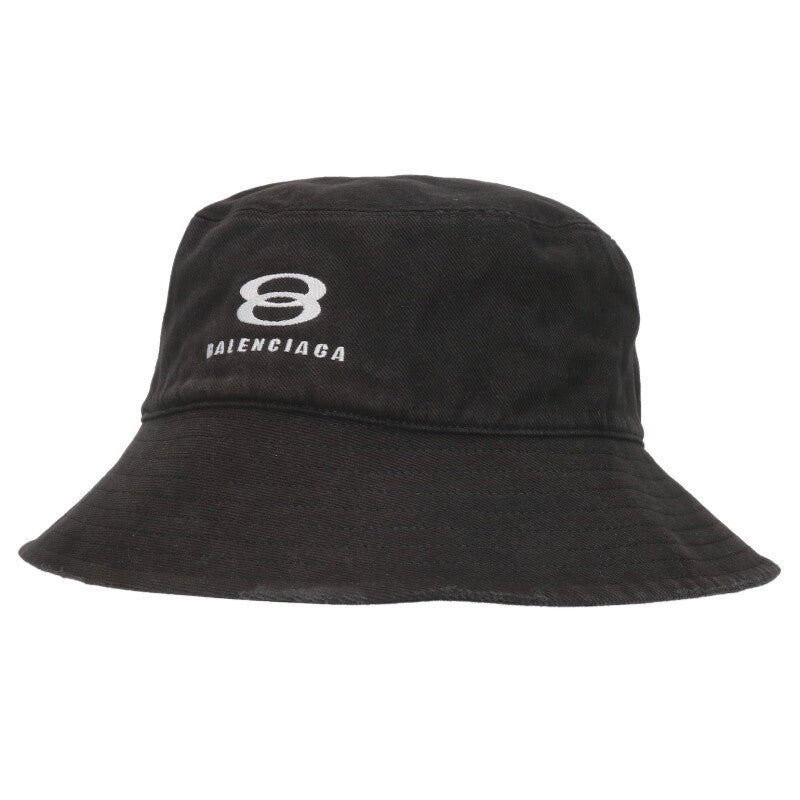 Balenciaga logo embroidery Distressed Bucket Hat Black Size L