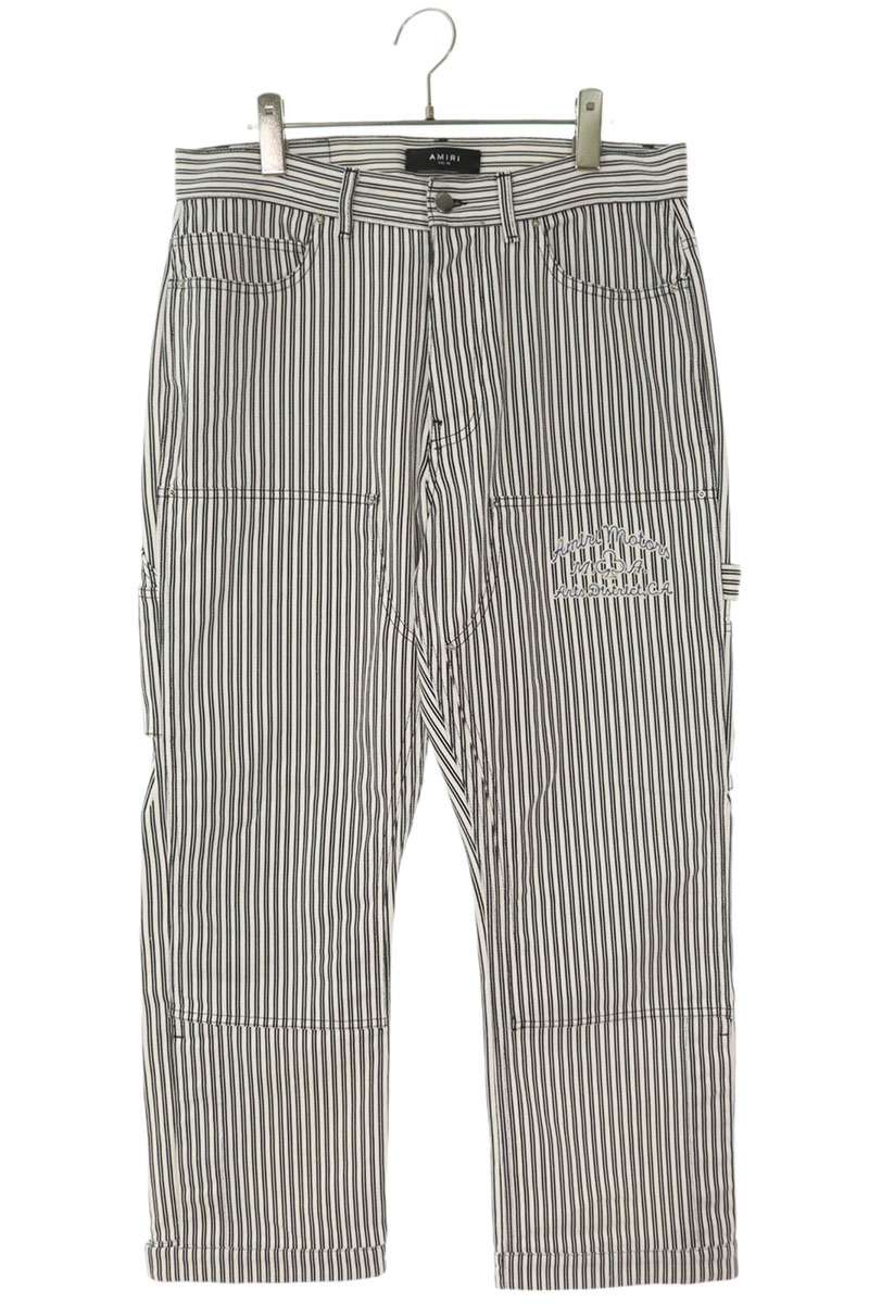 Amiri 24SS Embroidered Striped Denim Pants White x Black Size 36