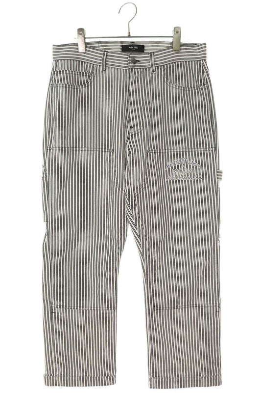 Amiri 24SS Embroidered Striped Denim Pants White x Black Size 36