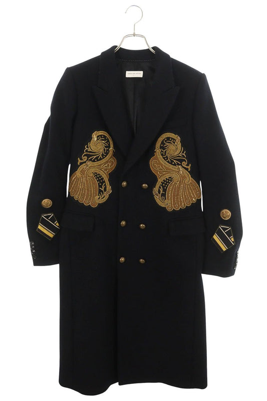 Dries Van Noten 16AW Embroidered Wool Chester Coat Black Size 46