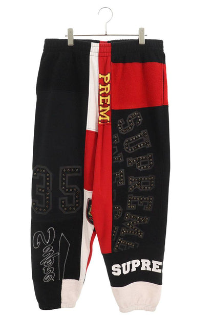 Supreme 25SS Patchwork Sweatpant Stud Long Pants Red Size 34