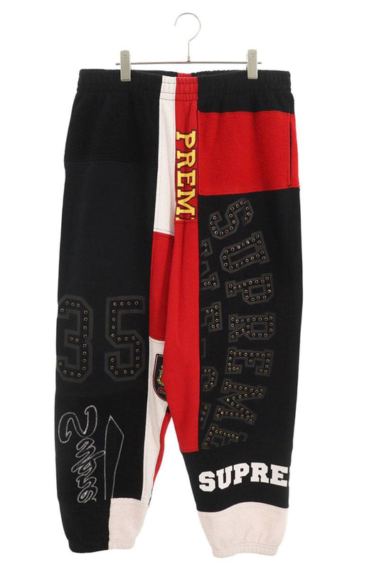 Supreme 25SS Patchwork Sweatpant Stud Long Pants Red Size 34