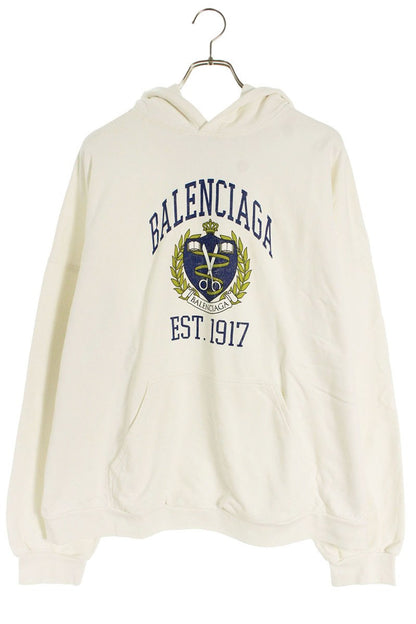 Vintage Balenciaga Tops - BALENCIAGA 22SS College Logo Oversized Pullover Hoodie White Size L - Authentic Archive