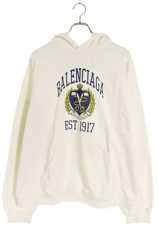 Vintage Balenciaga Tops - BALENCIAGA 22SS College Logo Oversized Pullover Hoodie White Size L - Authentic Archive