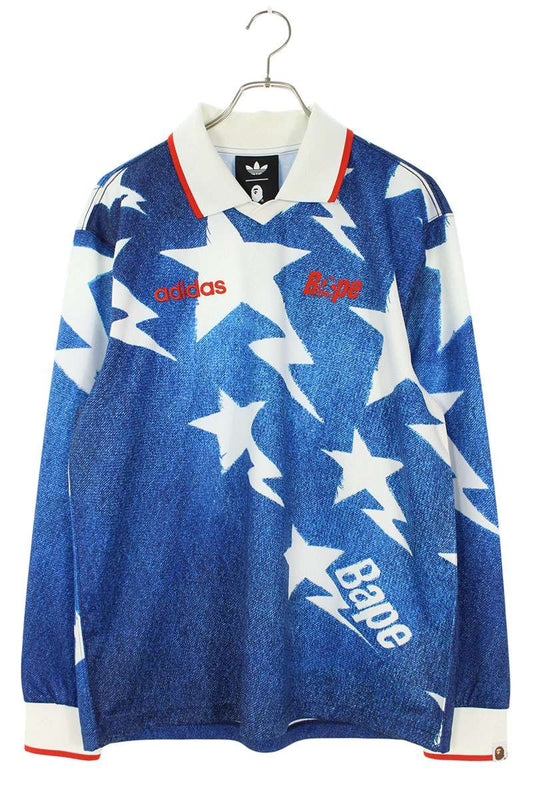 Bape x Adidas Denim Polo Long Sleeve T-Shirt Size M