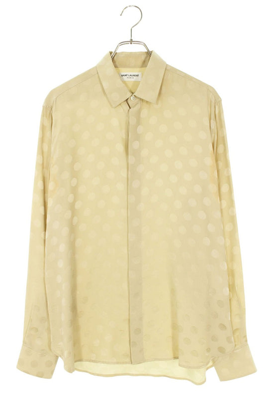Saint Laurent Paris Silk Long Sleeve Shirt Beige Size XS