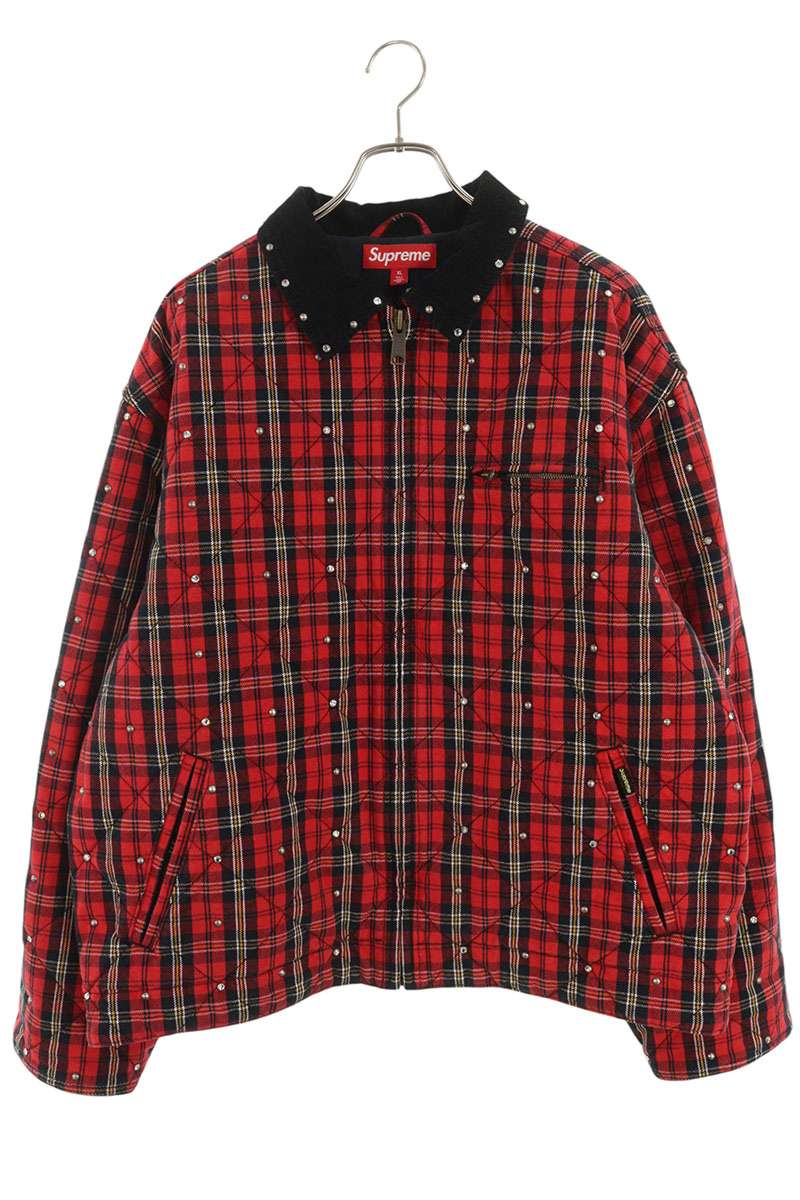 Supreme 25AW Quilted Work Jacket Plaid Stud Blouson Red Size XL