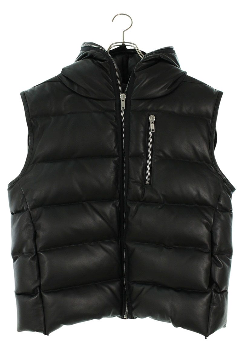 Rick Owens 23AW Lamb Leather Hooded Down Vest Size M