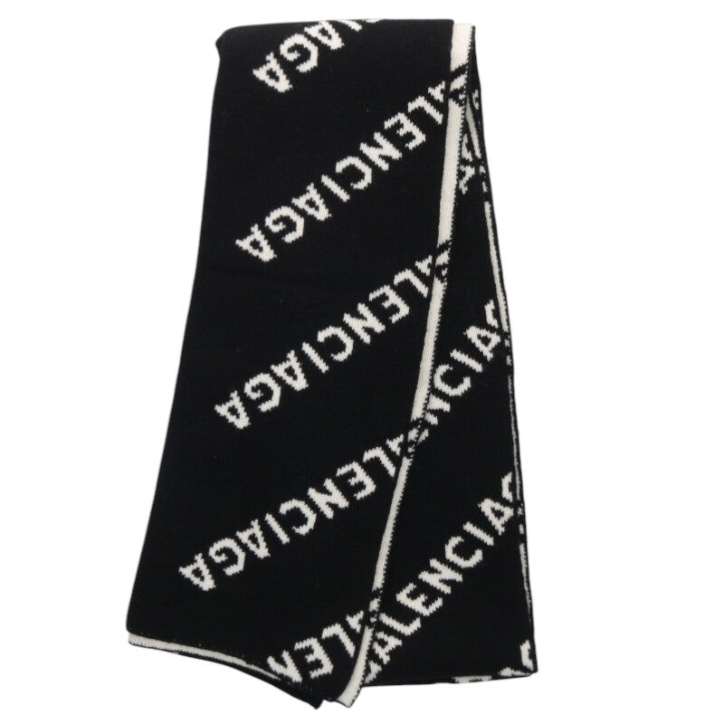 Balenciaga Logo Scarf Black x White