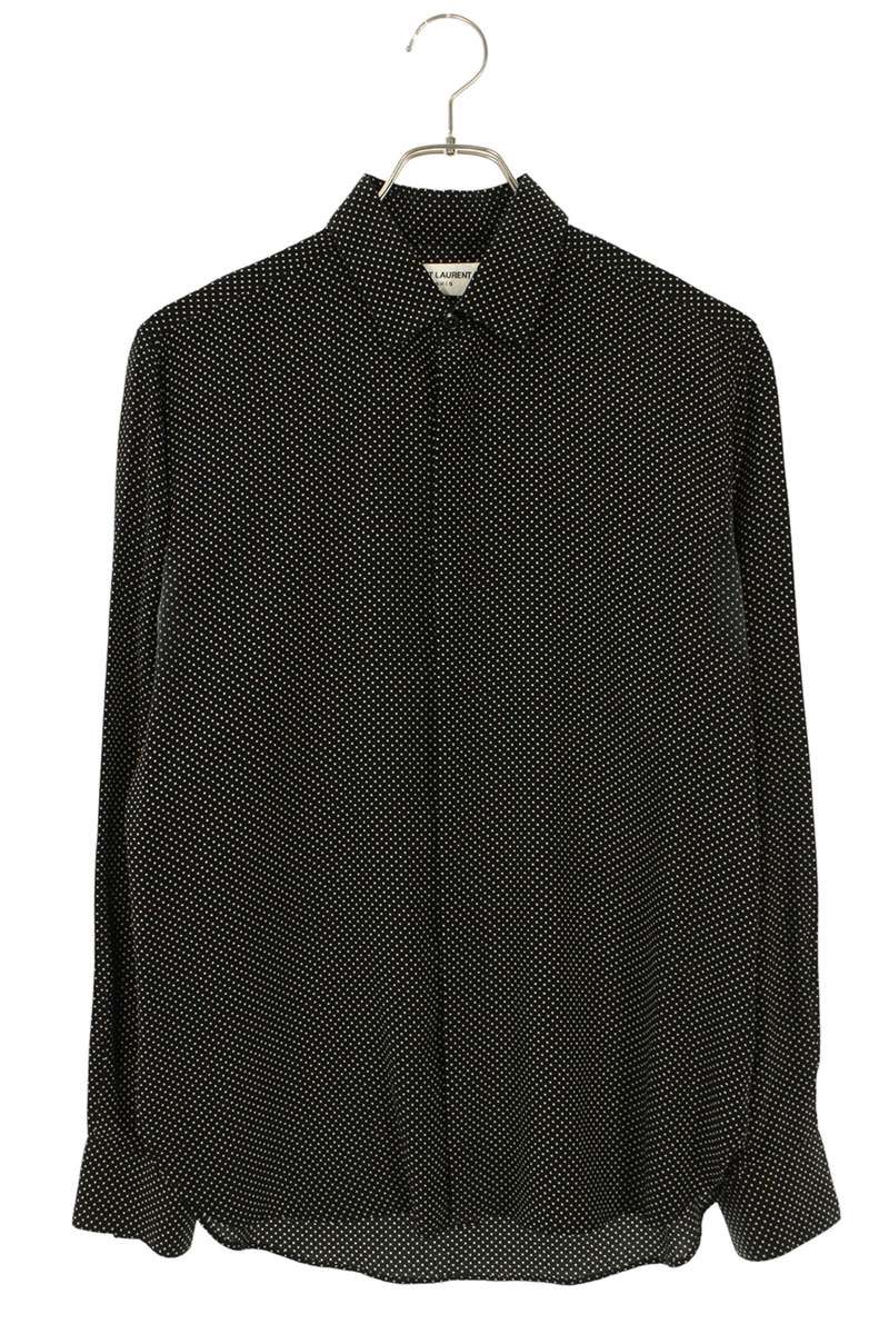Saint Laurent Paris Silk Long Sleeve Shirt Black Size XS