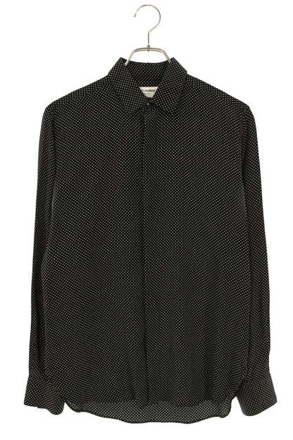 Saint Laurent Paris Silk Long Sleeve Shirt Black Size XS