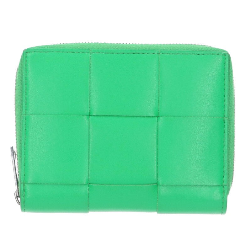 Bottega Veneta Cassette Intrecciato Leather Round Zip Wallet Green One Size