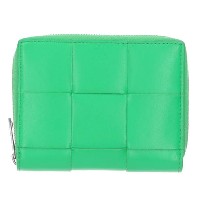 Bottega Veneta Cassette Intrecciato Leather Round Zip Wallet Green One Size