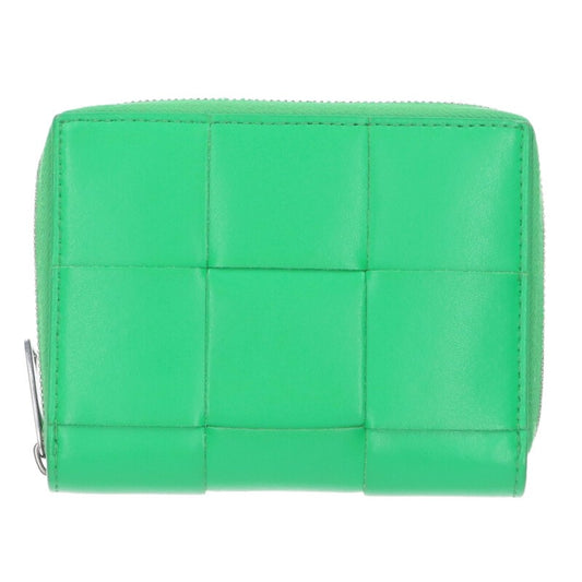 Bottega Veneta Cassette Intrecciato Leather Round Zip Wallet Green One Size