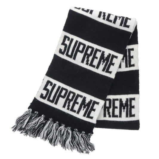 Supreme 16AW Striped Logo Scarf Black x White