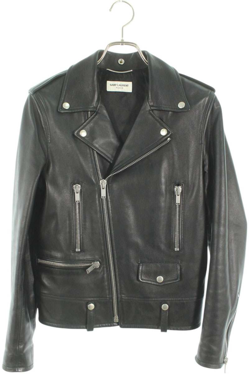 Saint Laurent Paris Classic Leather Jacket Black Size XS