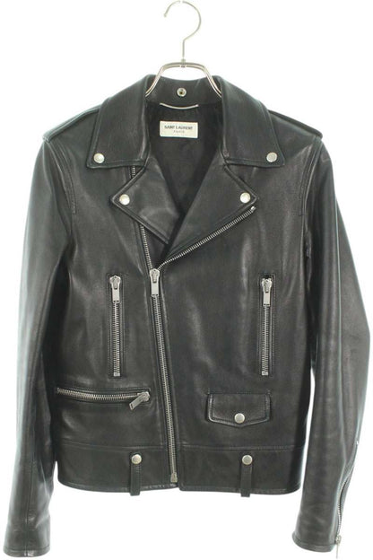 Saint Laurent Paris Classic Leather Jacket Black Size XS
