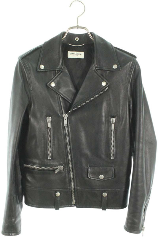 Saint Laurent Paris Classic Leather Jacket Black Size XS