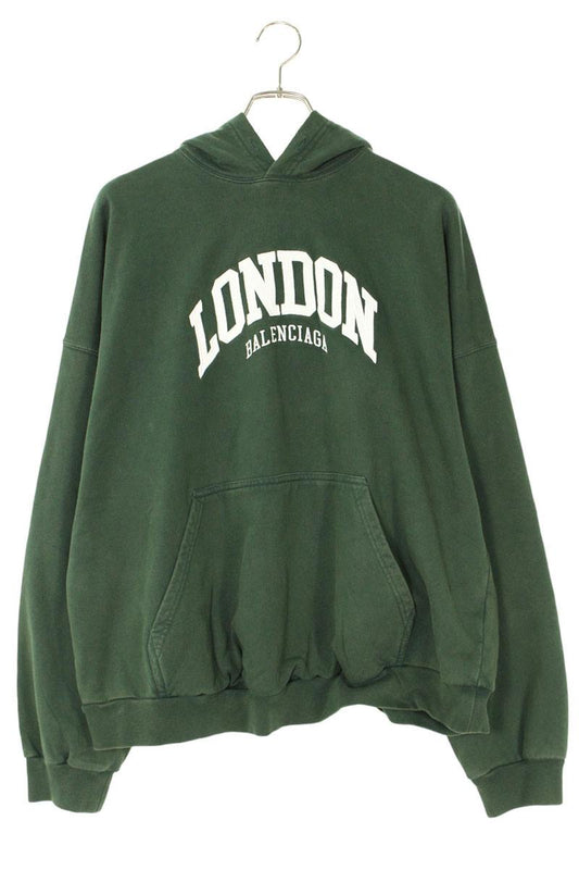 Vintage Balenciaga Tops - BALENCIAGA London Embroidered Wide Hoodie Green Size S - Authentic Archive