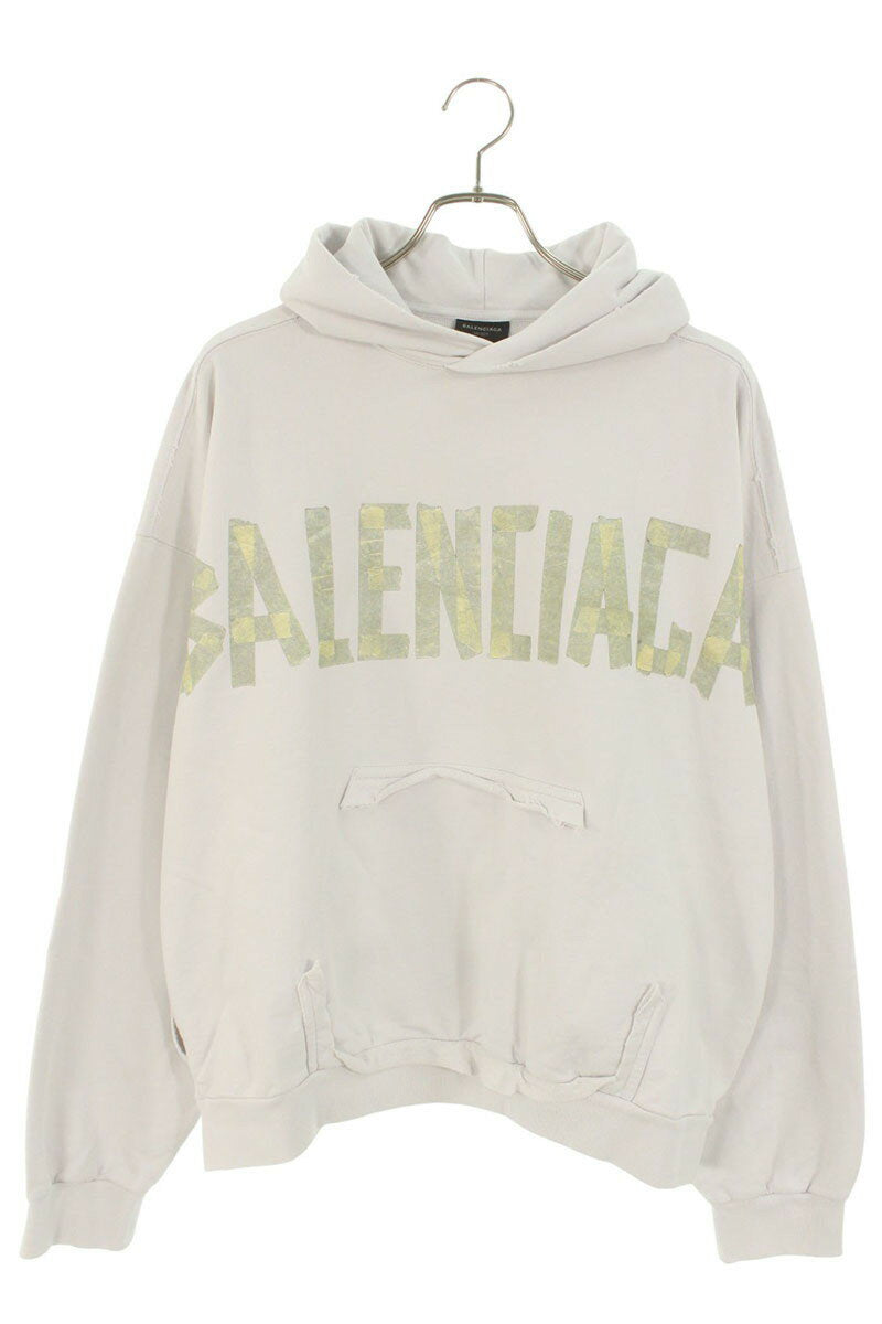 Balenciaga TAPE Type Distressed Hoodie White Size S