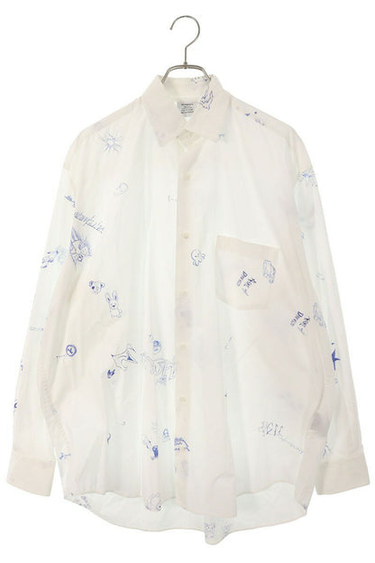 Vetements Graphic All-Over Print Long Sleeve Shirt White x Blue Size S