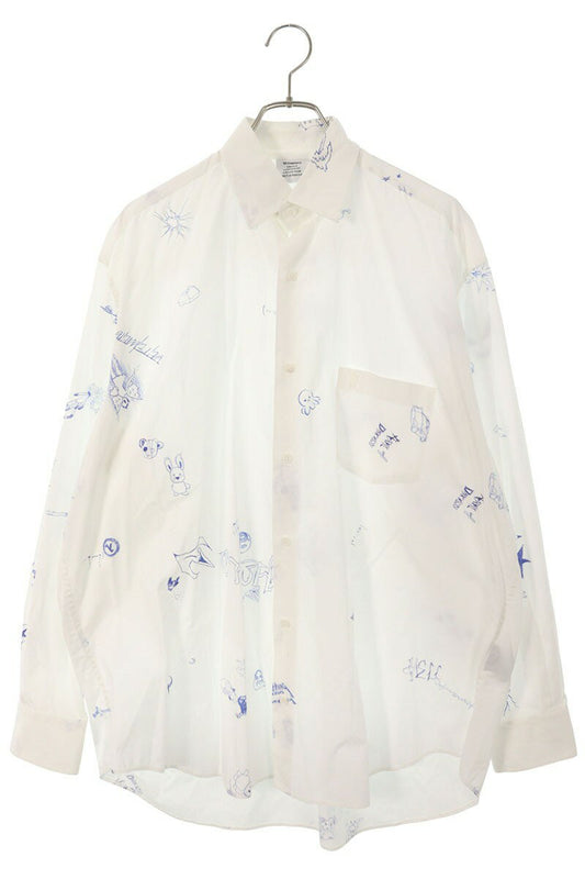 Vetements Graphic All-Over Print Long Sleeve Shirt White x Blue Size S