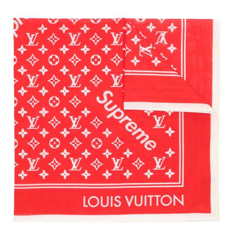 Supreme 17AW Louis Vuitton Monogram Scarf Red One Size