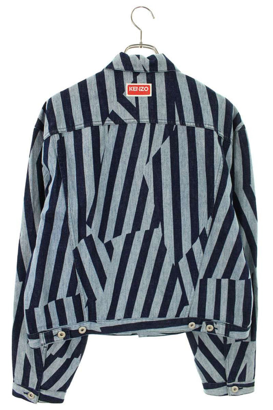 KENZO 24SS Dazzle Stripe Denim Trucker Jacket Blue Size L