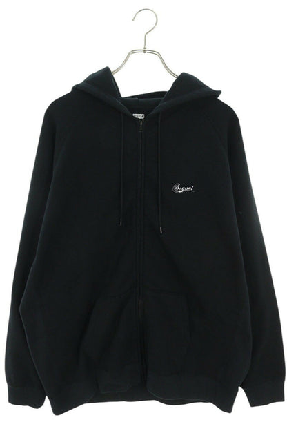 SEQUEL 23AW Print Zip Up Hoodie Black Size XL