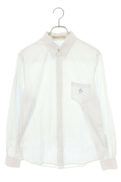 Balenciaga Embroidered Cotton Long Sleeve Shirt Blue Size S