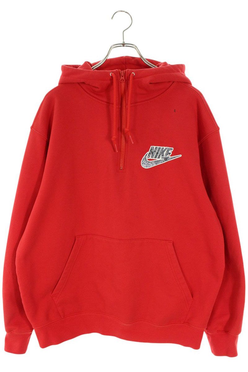 Supreme x Nike 21SS Half Zip Hooded Sweatshirt Red Size M